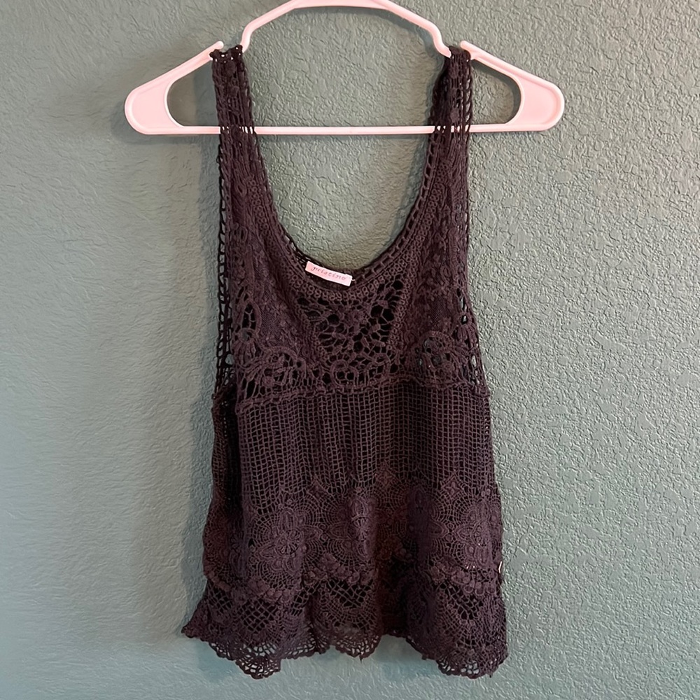 Black Crochet Open-knit tank size Small